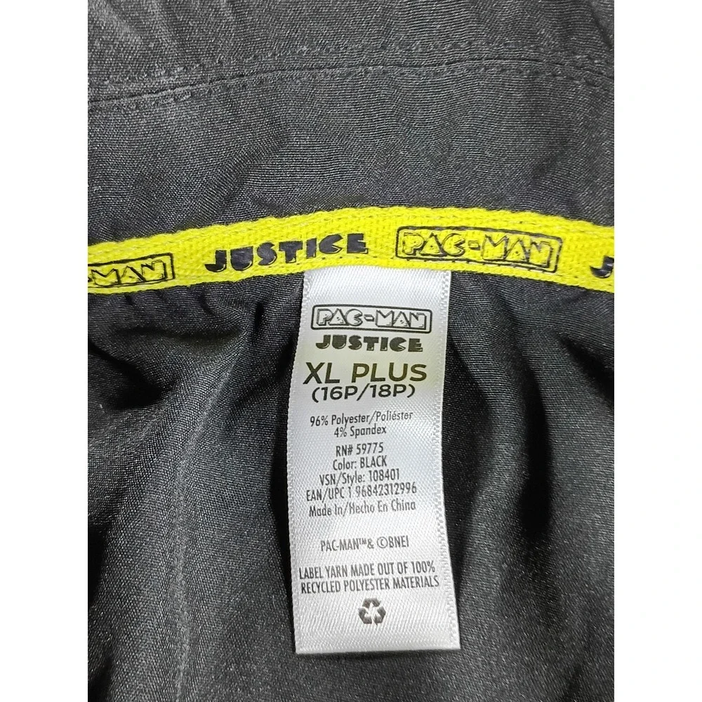 Justice Girls Pac-Man Zip Romper Black XL Plus 16P/18P Neon Accents